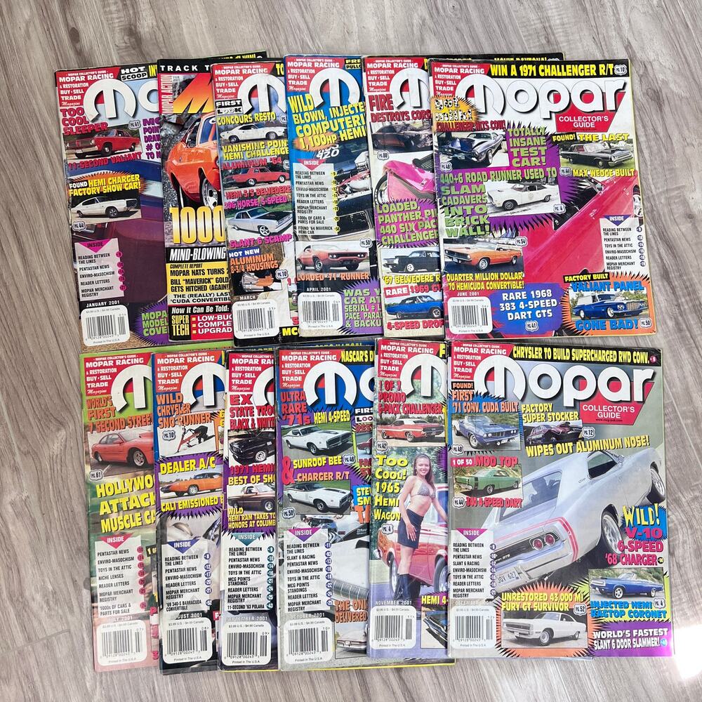 Mopar Magazine 2001 Collector's Full set issues(January, Feb, Mar, Apr,May, +)
